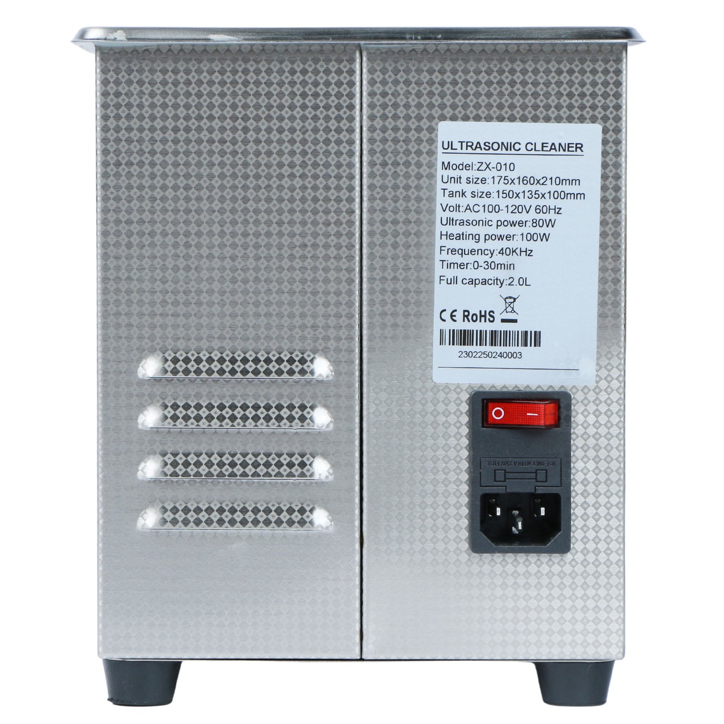 2L U.S. Solid 40 KHz Stainless Steel Ultrasonic Cleaner with Rotary Control