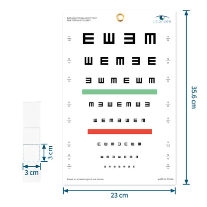 UCanSee E Eye Chart Visual Acuity Chart for Eye Exams 10 Feet (9x14 Inches)