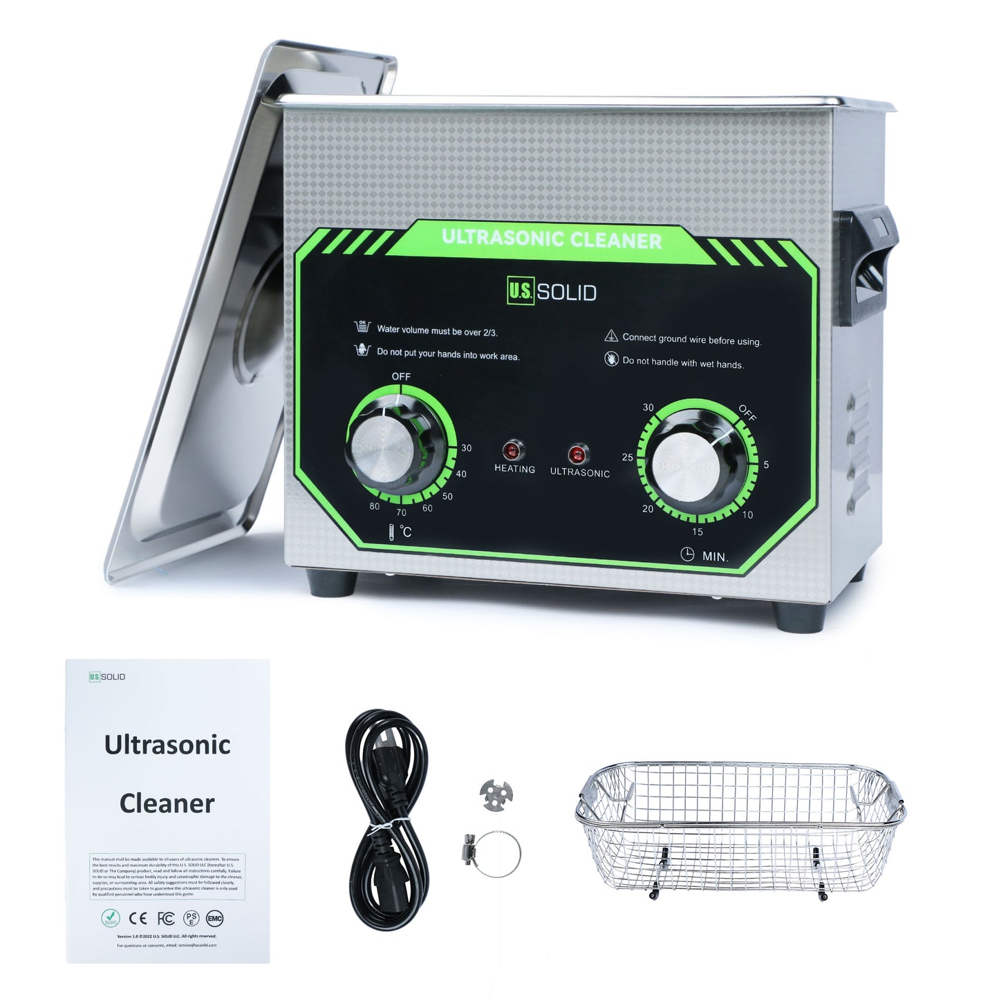 3L U.S. Solid 40 KHz Stainless Steel Ultrasonic Cleaner with Rotary Control