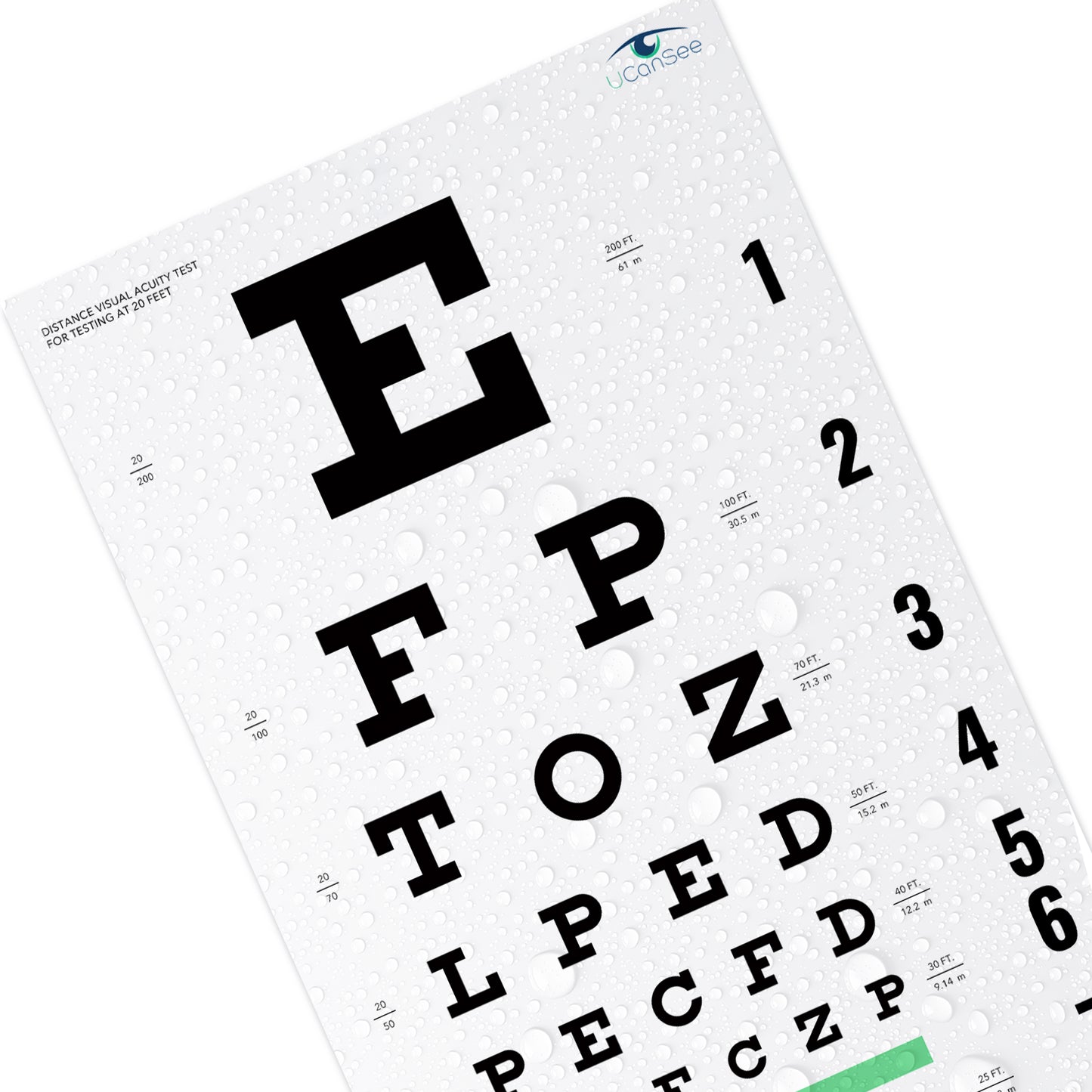 UCanSee Snellen Eye Chart Visual Acuity Chart (22x11 Inches) for Eye Exams 20 Feet