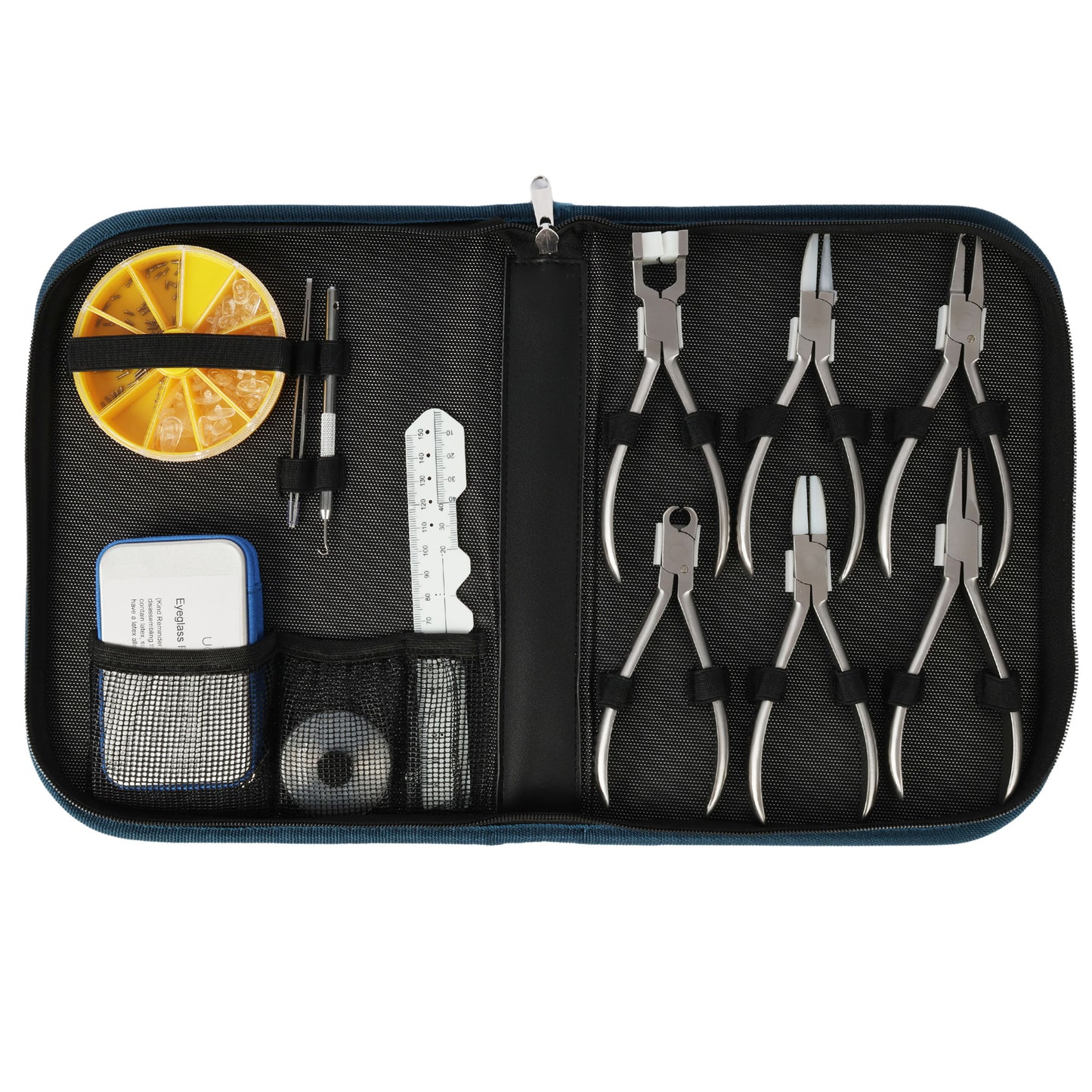 UCanSee Eyeglasses Repair Tool Kit with 6 Pliers, 10 Screwdrivers, and Repair Accessories Including 50 pcs Nose Pads and 100 pcs Eyeglass Screws