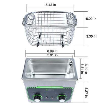 2L U.S. Solid 40 KHz Stainless Steel Ultrasonic Cleaner with Rotary Control