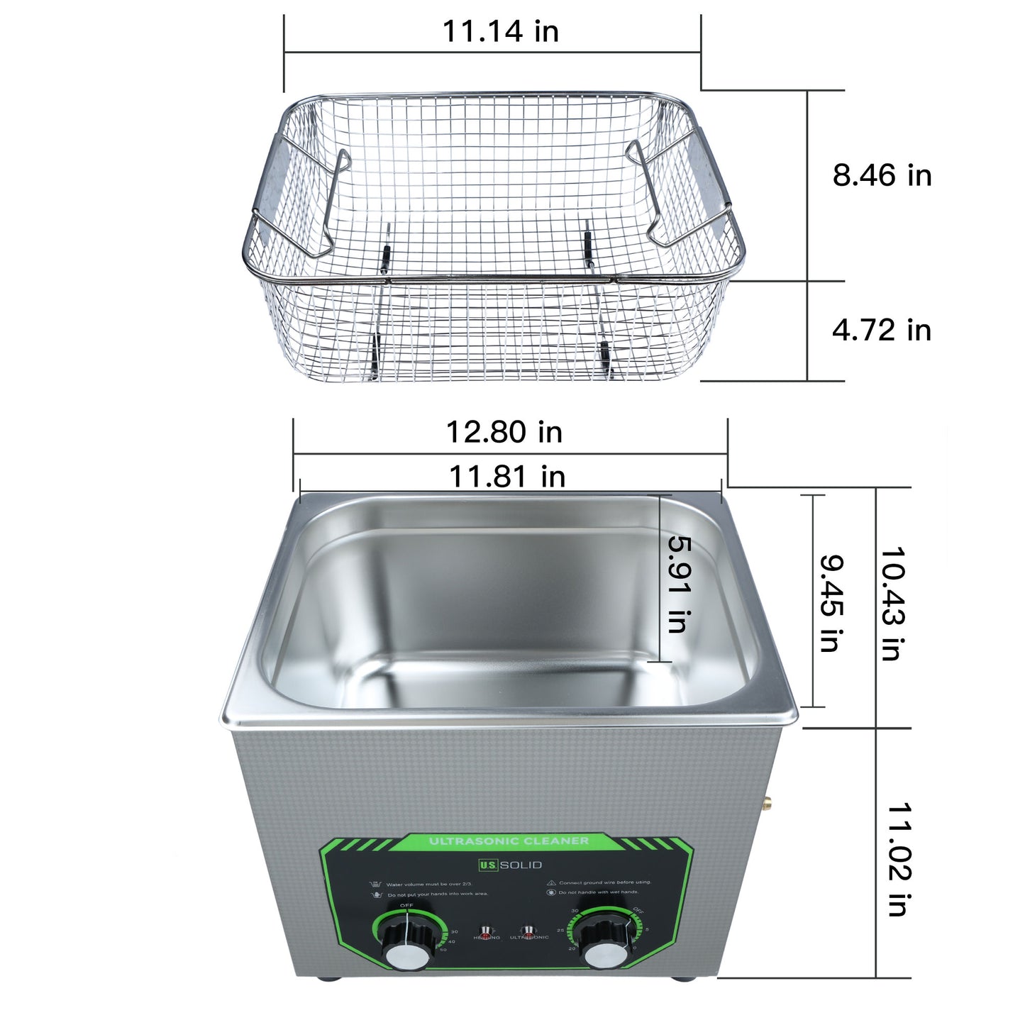 10L U.S. Solid 40 KHz Stainless Steel Ultrasonic Cleaner with Rotary Control