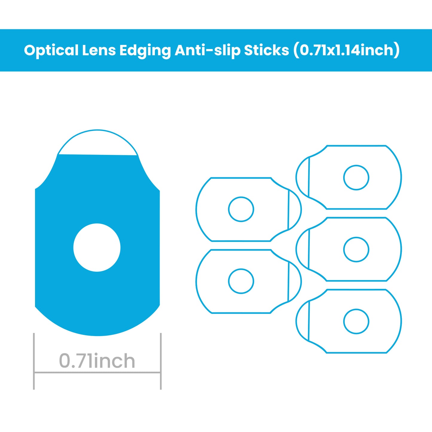 UCanSee 1000pcs Optical Lens Edging Anti-slip Sticks  Adhesive Blocking Pads 0.71x1.14inch