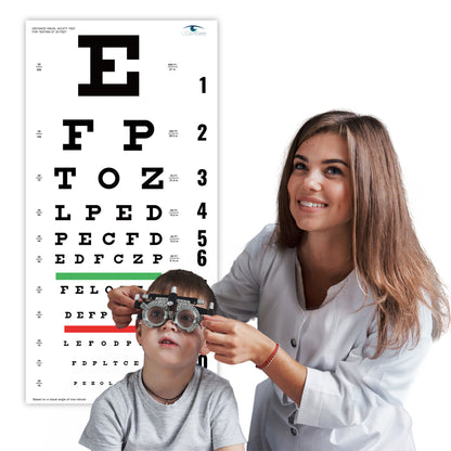 UCanSee Snellen Eye Chart Visual Acuity Chart (22x11 Inches) with Eye Occluder and Pointer for Eye Exams 20 Feet