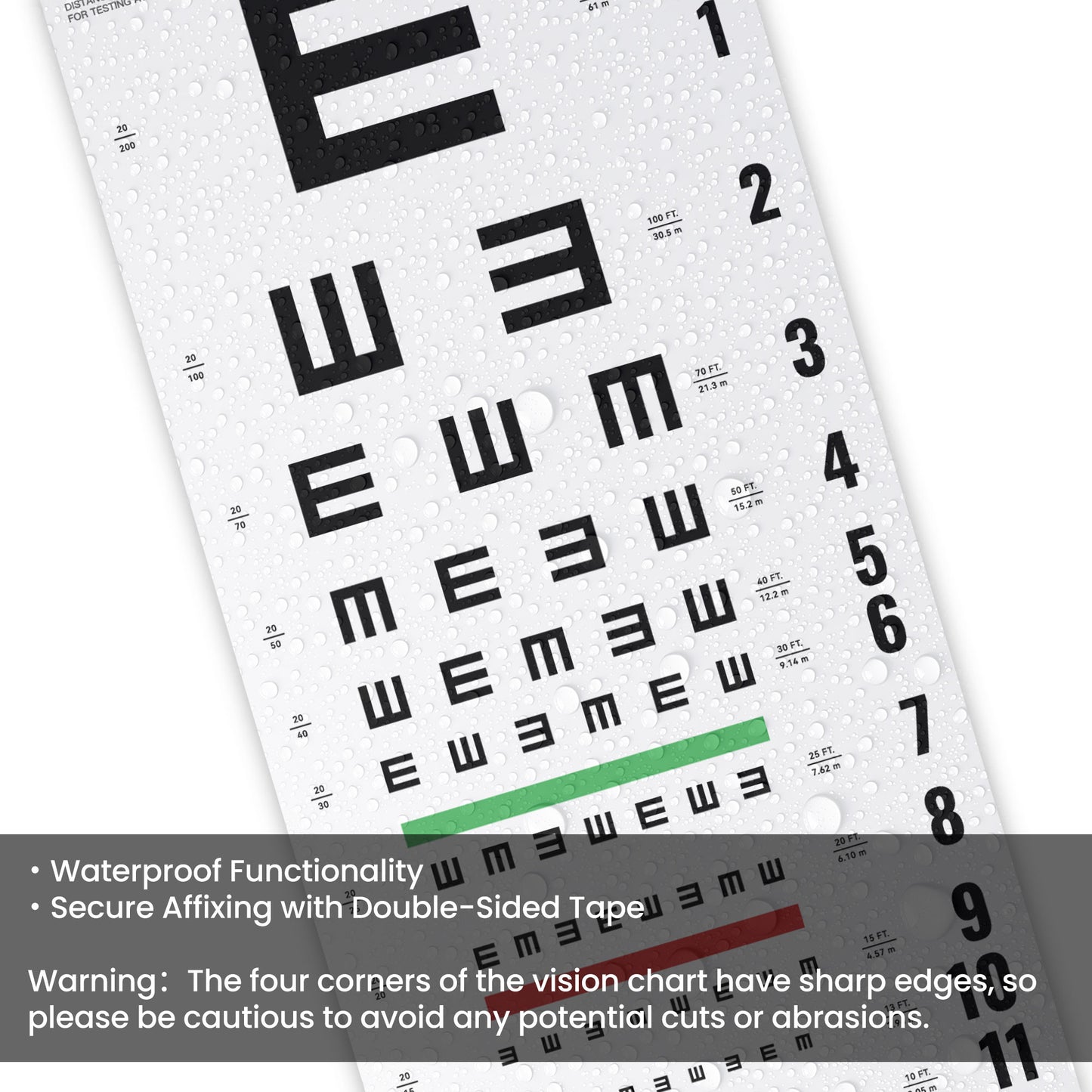 UCanSee E Eye Chart Visual Acuity Chart (22x11 Inches) with Eye Occluder and Pointer for Eye Exams 20 Feet