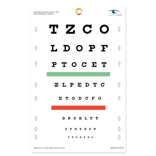 UCanSee Snellen Eye Chart Visual Acuity Chart for Eye Exams 10 Feet (9x14 Inches)