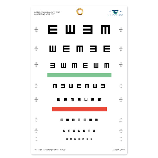 UCanSee E Eye Chart Visual Acuity Chart for Eye Exams 10 Feet (9x14 Inches)