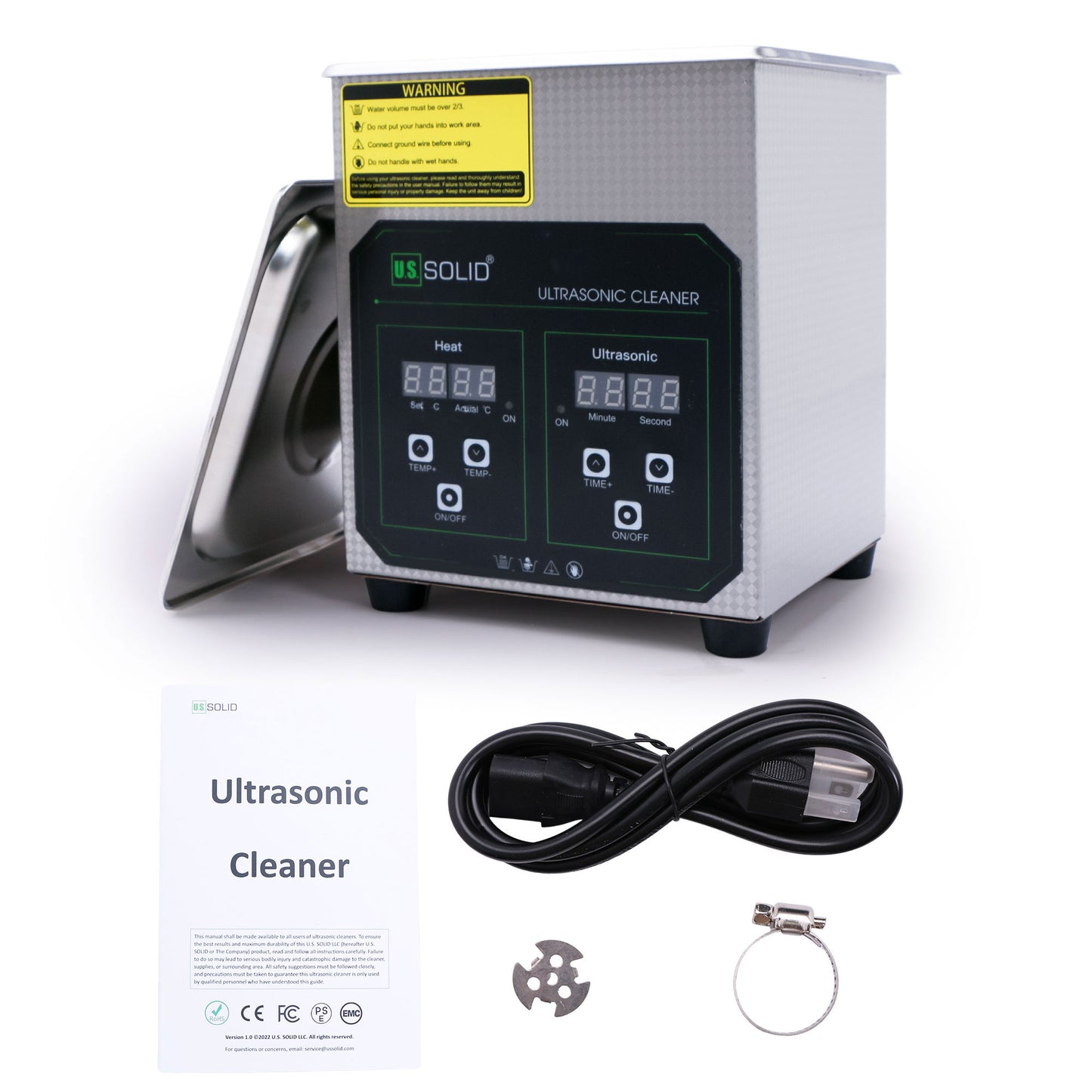 2L U.S. Solid 40 KHz Stainless Steel Ultrasonic Cleaner