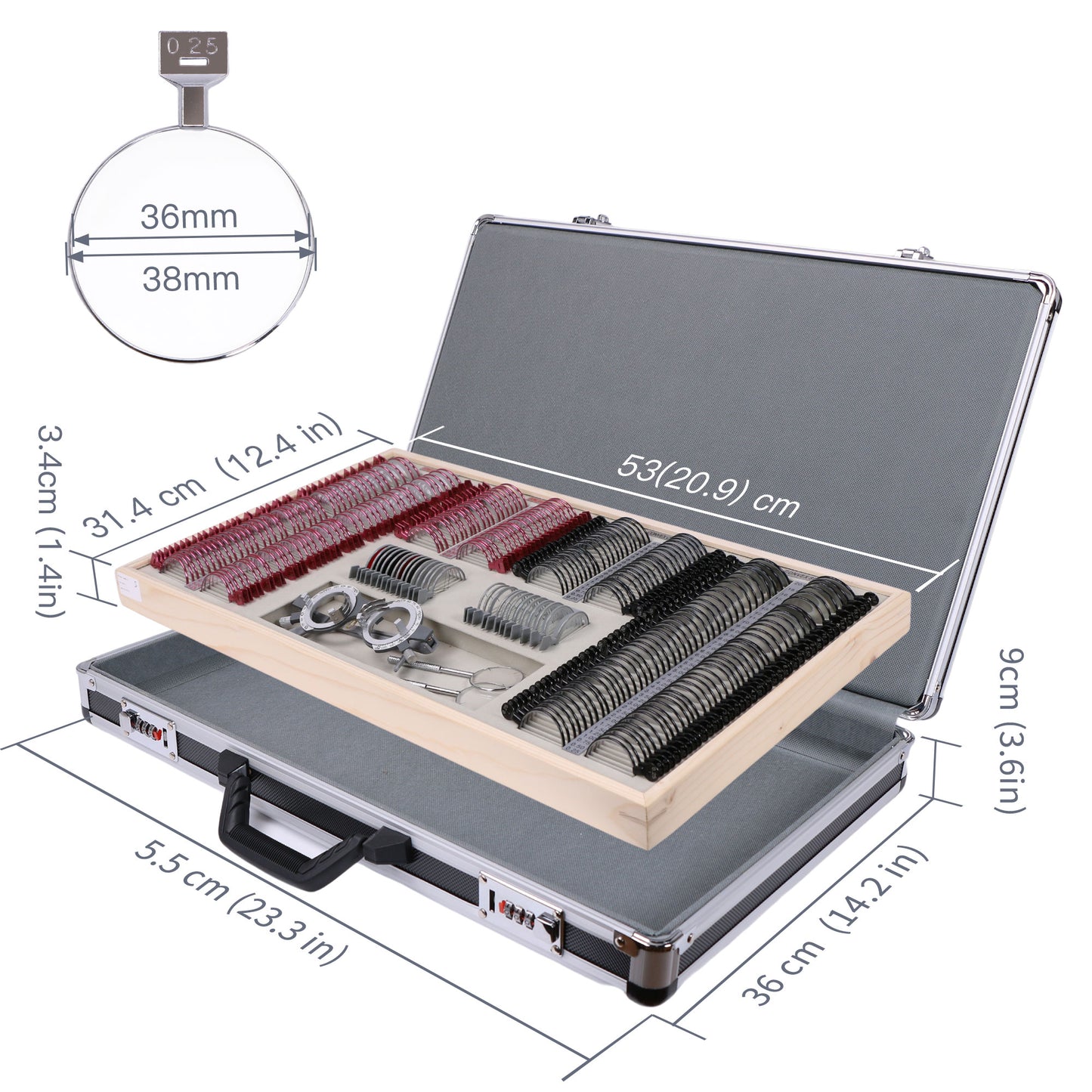 UCanSee® 266 Trial Lens Set for Optometry - High-Quality Grade A Lenses, Metal Rim, Easily Distinguishable