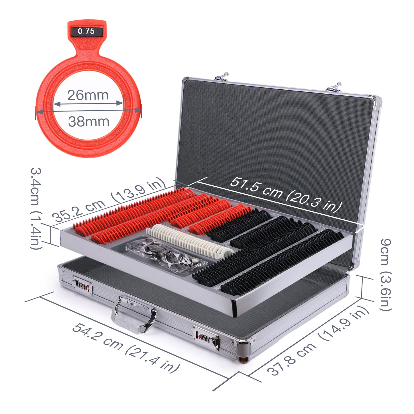 266 pcs Optical Trial Lens Set Plastic Rim Optometry Kit Case