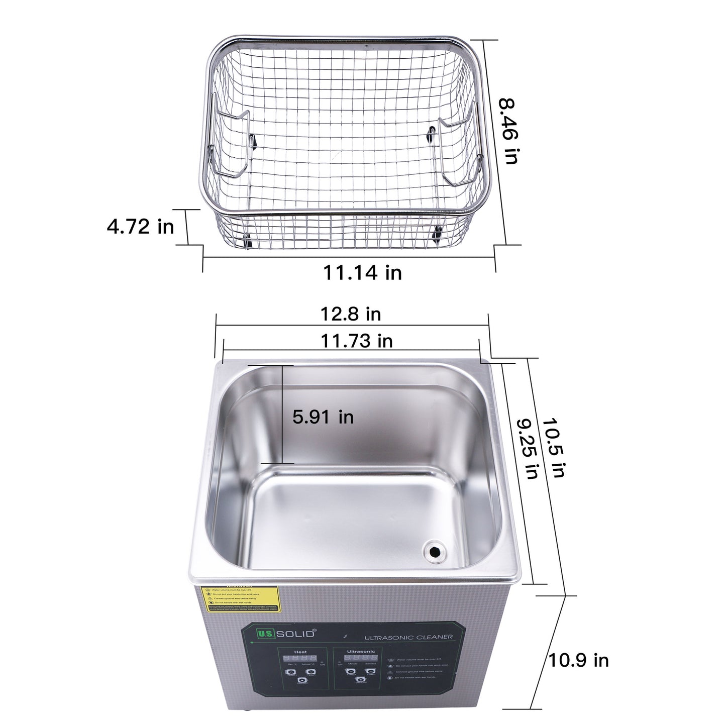 10L U.S. Solid 40KHz Stainless Steel Ultrasonic Cleaner