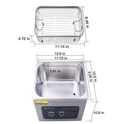 10L U.S. Solid 40KHz Stainless Steel Ultrasonic Cleaner