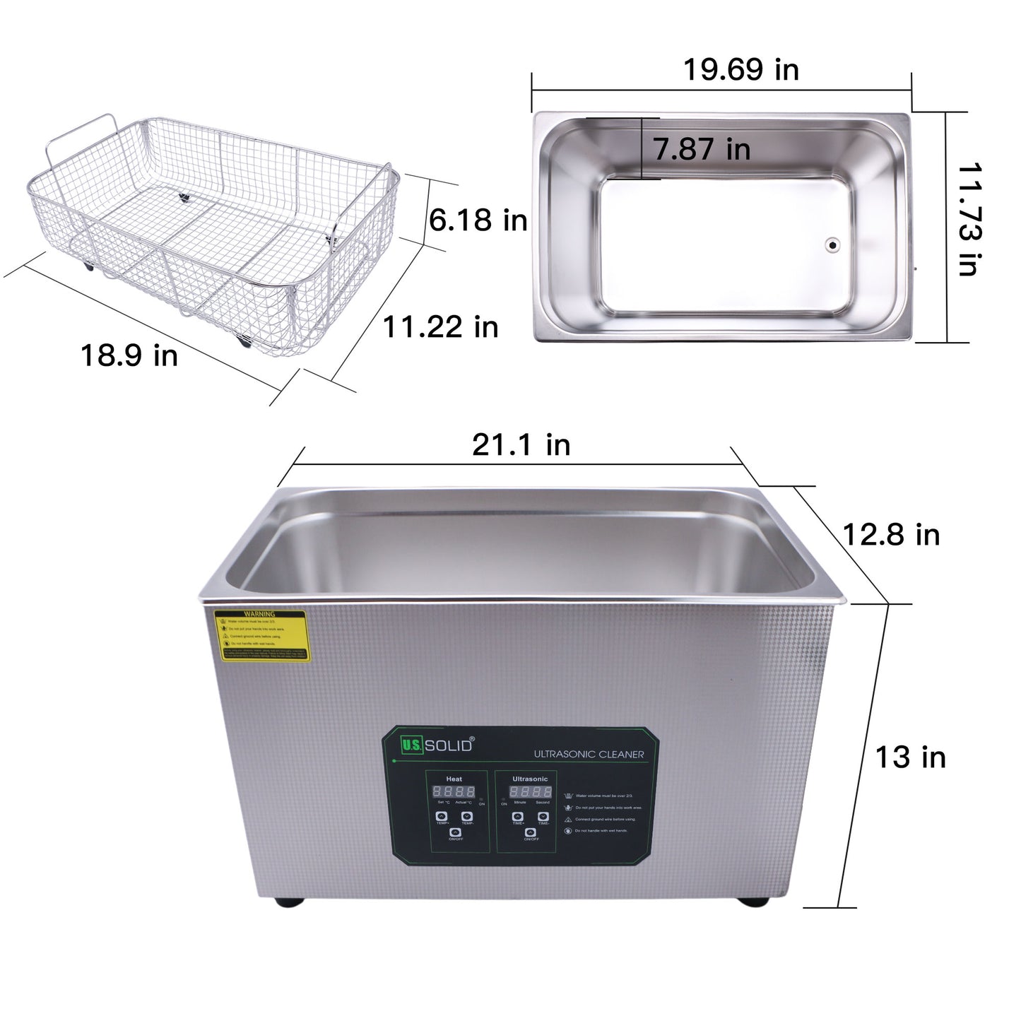 30L U.S. Solid 40KHz Stainless Steel Ultrasonic Cleaner