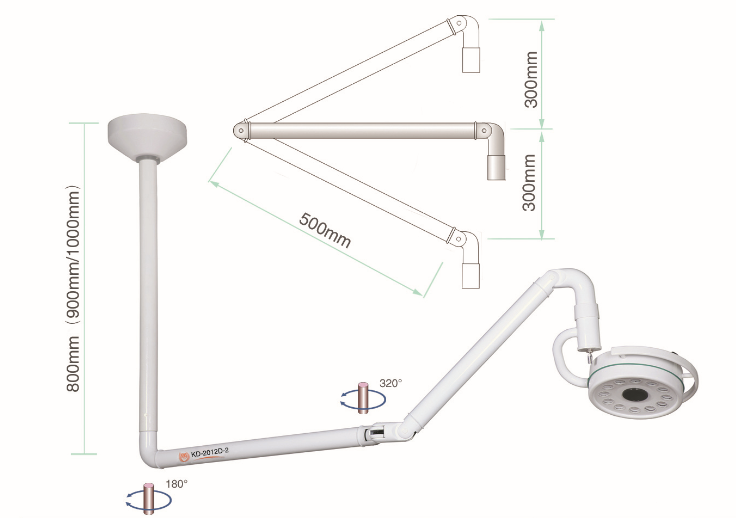 Ceiling Shadowless Light Medical Exam Lamp 360 Rotation 36W LED