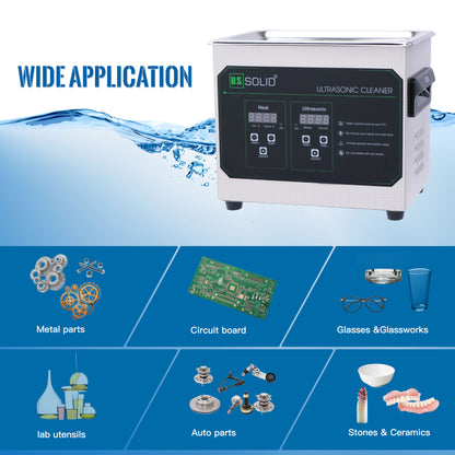 2L U.S. Solid 40 KHz Stainless Steel Ultrasonic Cleaner